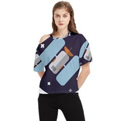 Satellite-machine-space-dark One Shoulder Cut Out T-shirt by Cowasu