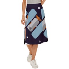 Satellite-machine-space-dark Midi Panel Skirt by Cowasu