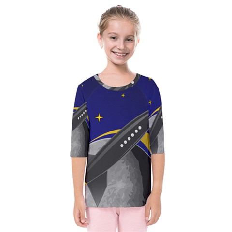 Science-fiction-sci-fi-sci-fi-logo Kids  Quarter Sleeve Raglan T-shirt by Sarkoni