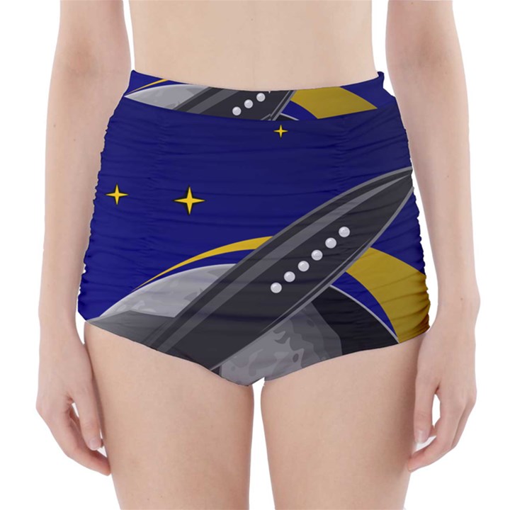 Science-fiction-sci-fi-sci-fi-logo High-Waisted Bikini Bottoms