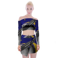 Science-fiction-sci-fi-sci-fi-logo Off Shoulder Top With Mini Skirt Set by Sarkoni