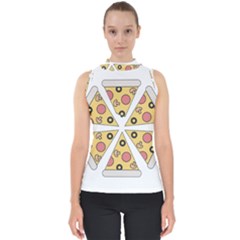 Pizza-slice-food-italian Mock Neck Shell Top by Sarkoni