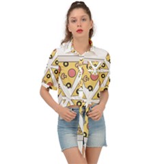 Pizza-slice-food-italian Tie Front Shirt  by Sarkoni