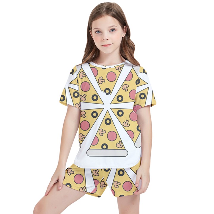 Pizza-slice-food-italian Kids  T-Shirt And Sports Shorts Set