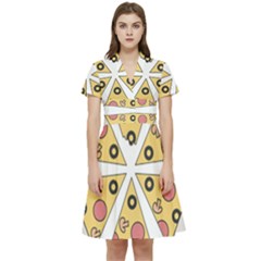 Pizza-slice-food-italian Short Sleeve Waist Detail Dress by Sarkoni