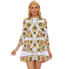 Pizza-slice-food-italian Long Sleeve Babydoll Dress by Sarkoni