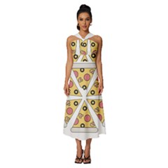 Pizza-slice-food-italian Sleeveless Cross Front Cocktail Midi Chiffon Dress by Sarkoni