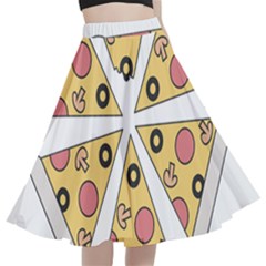 Pizza-slice-food-italian A-line Full Circle Midi Skirt With Pocket by Sarkoni