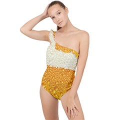 Bubble-beer Frilly One Shoulder Swimsuit