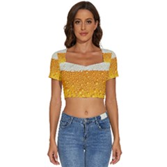 Bubble-beer Short Sleeve Square Neckline Crop Top  by Sarkoni