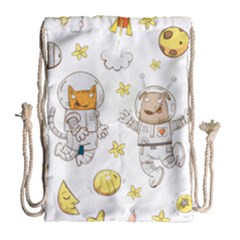 Astronaut-dog-cat-clip-art-kitten Drawstring Bag (large) by Sarkoni