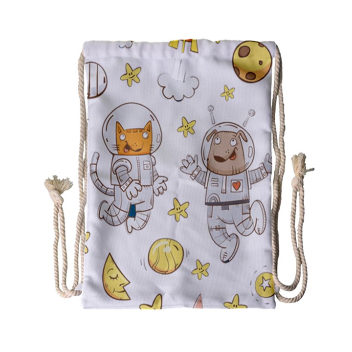 Astronaut-dog-cat-clip-art-kitten Drawstring Bag (Small)