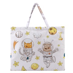 Astronaut-dog-cat-clip-art-kitten Zipper Large Tote Bag by Sarkoni