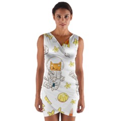 Astronaut-dog-cat-clip-art-kitten Wrap Front Bodycon Dress by Sarkoni