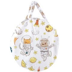 Astronaut-dog-cat-clip-art-kitten Giant Round Zipper Tote by Sarkoni