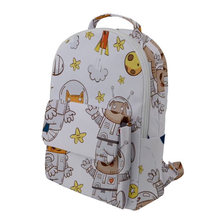 Astronaut-dog-cat-clip-art-kitten Flap Pocket Backpack (Large)