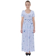 Blue Oxygen-bubbles-in-the-water High Waist Short Sleeve Maxi Dress by Sarkoni