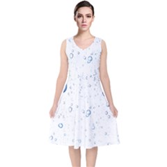 Blue Oxygen-bubbles-in-the-water V-neck Midi Sleeveless Dress  by Sarkoni