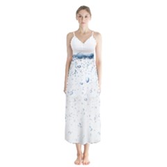 Blue Oxygen-bubbles-in-the-water Button Up Chiffon Maxi Dress by Sarkoni