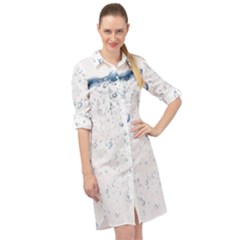 Blue Oxygen-bubbles-in-the-water Long Sleeve Mini Shirt Dress by Sarkoni