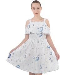 Blue Oxygen-bubbles-in-the-water Cut Out Shoulders Chiffon Dress by Sarkoni