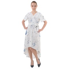 Blue Oxygen-bubbles-in-the-water Front Wrap High Low Dress