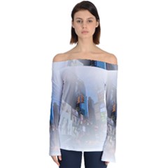 New York City Off Shoulder Long Sleeve Top by Sarkoni