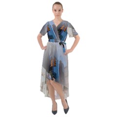 New York City Front Wrap High Low Dress by Sarkoni