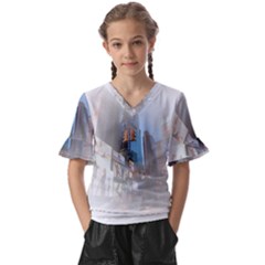 New York City Kids  V-neck Horn Sleeve Blouse by Sarkoni