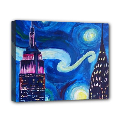 Starry Night In New York Van Gogh Manhattan Chrysler Building And Empire State Building Canvas 10  X 8  (stretched) by Sarkoni