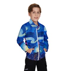 Starry Night In New York Van Gogh Manhattan Chrysler Building And Empire State Building Kids  Windbreaker