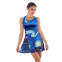 Starry Night In New York Van Gogh Manhattan Chrysler Building And Empire State Building Cotton Racerback Dress View1