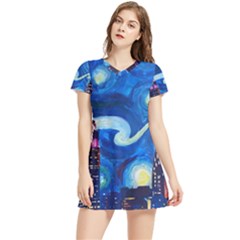 Starry Night In New York Van Gogh Manhattan Chrysler Building And Empire State Building Women s Sports Skirt