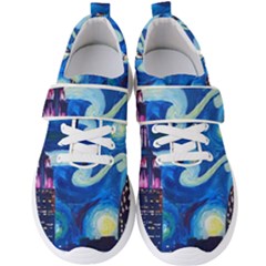 Starry Night In New York Van Gogh Manhattan Chrysler Building And Empire State Building Men s Velcro Strap Shoes by Sarkoni