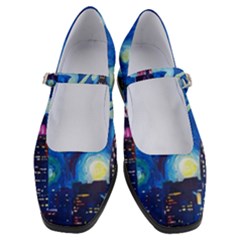 Starry Night In New York Van Gogh Manhattan Chrysler Building And Empire State Building Women s Mary Jane Shoes