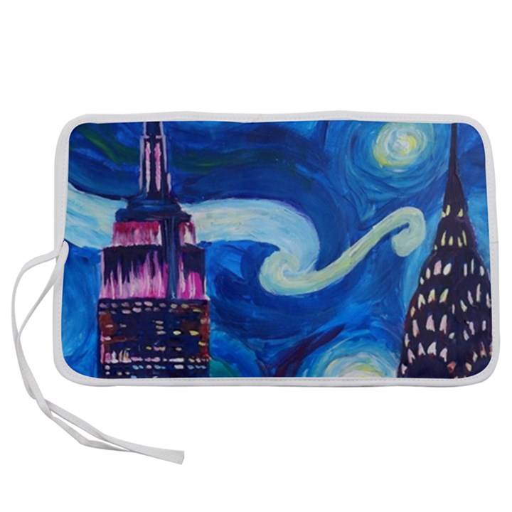 Starry Night In New York Van Gogh Manhattan Chrysler Building And Empire State Building Pen Storage Case (L)