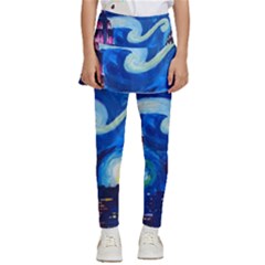 Starry Night In New York Van Gogh Manhattan Chrysler Building And Empire State Building Kids  Skirted Pants by Sarkoni