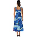 Starry Night In New York Van Gogh Manhattan Chrysler Building And Empire State Building Tie-Strap Tiered Midi Chiffon Dress View4