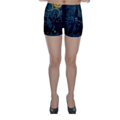 Castle Starry Night Van Gogh Parody Skinny Shorts