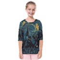 Castle Starry Night Van Gogh Parody Kids  Quarter Sleeve Raglan T-Shirt View1