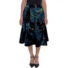 Castle Starry Night Van Gogh Parody Perfect Length Midi Skirt