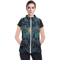 Castle Starry Night Van Gogh Parody Women s Puffer Vest