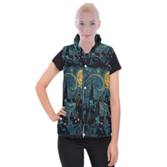 Castle Starry Night Van Gogh Parody Women s Button Up Vest