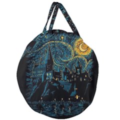 Castle Starry Night Van Gogh Parody Giant Round Zipper Tote by Sarkoni