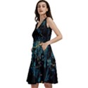 Castle Starry Night Van Gogh Parody Sleeveless V-Neck Skater Dress with Pockets View2