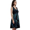 Castle Starry Night Van Gogh Parody Sleeveless V-Neck Skater Dress with Pockets View3