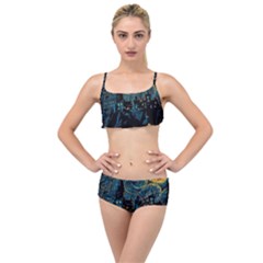 Castle Starry Night Van Gogh Parody Layered Top Bikini Set by Sarkoni