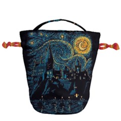 Castle Starry Night Van Gogh Parody Drawstring Bucket Bag