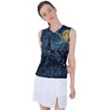 Castle Starry Night Van Gogh Parody Women s Sleeveless Sports Top View1