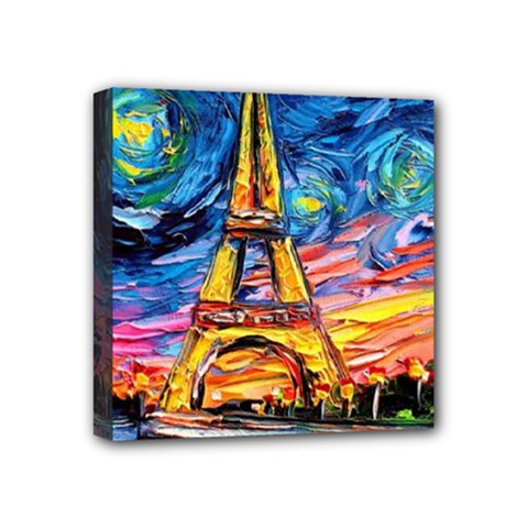 Eiffel Tower Starry Night Print Van Gogh Mini Canvas 4  X 4  (stretched) by Sarkoni